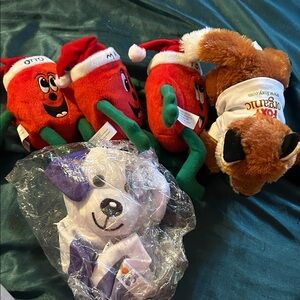 Festive Plush Toy Set - Red, Green, Purple. fox,bear hand puppet & 3 Christmas!!